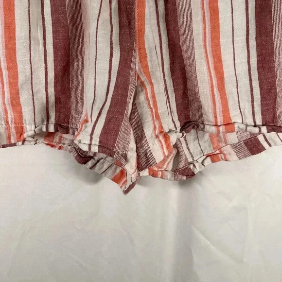 a.n.a Shorts Women's Medium White Pink Striped Pull On Elastic Waist Linen Blend - Picture 3 of 10